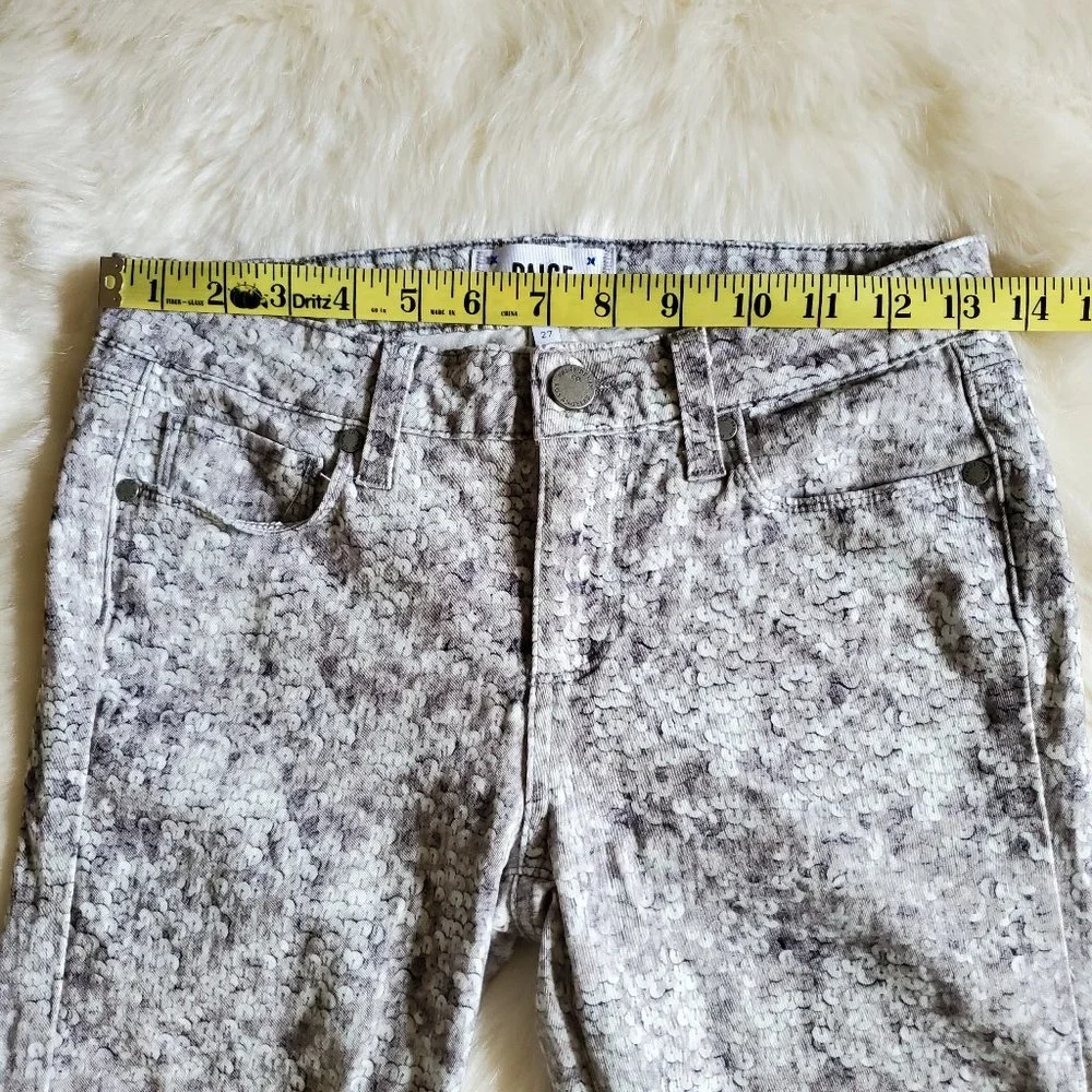 PAIGE Verdugo Ankle Skinny Jeans in Pewter Sequin Size 27 LIKE NEW - Picture 14 of 16